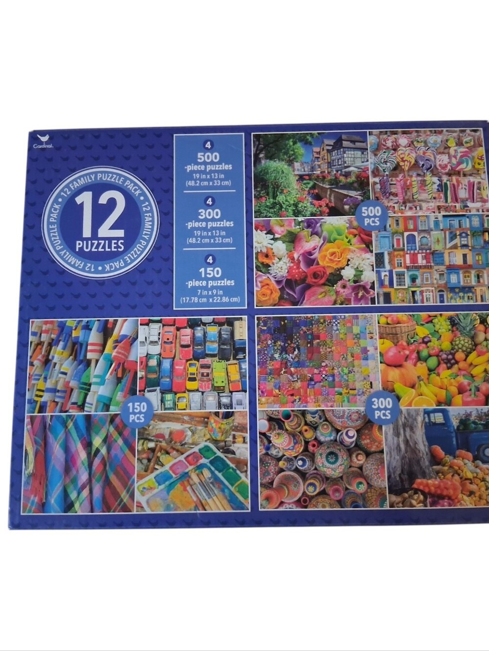 Cardinal 12 Family Jigsaw Puzzle Pack 500 300 150 pcs Good Pre-owned Condition